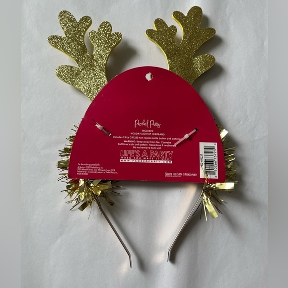 Festive Fun Gold Holiday Light-Up Headband by T Party Fashion - Picture 6 of 8